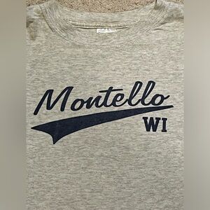 Men’s gray short sleeve t-shirt- Montello WI. Unisex Size XL